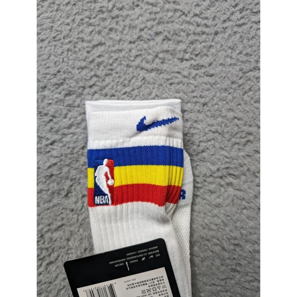 Nike Elite Crew Socks Dri-Fit Mens Large 9-11 Embroidered NBA Logo White Stripe - Picture 2 of 5